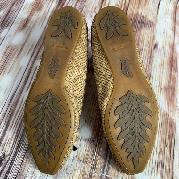 Born CARRIE Women's Size 9 Tan Brown Cork Snake Print Ballet Flats Loafers Shoes - Picture 8 of 10